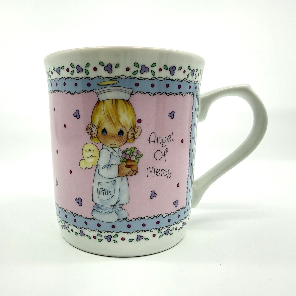 Precious Moments Angel of Mercy Mug Nurse Coffee Cup Enesco Sam Butcher 1991 VTG